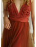 Rust Jersey Convertible Bridesmaid Dress